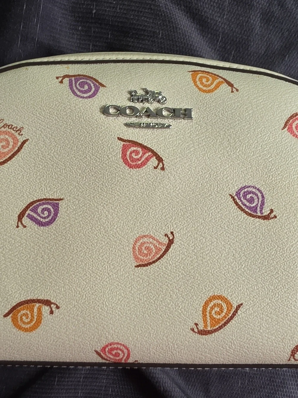 COACH Cream Multi Snail Print Dome Crossbody Bag